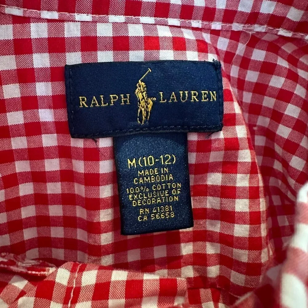 Ralph Lauren gingham plaid button up shirt